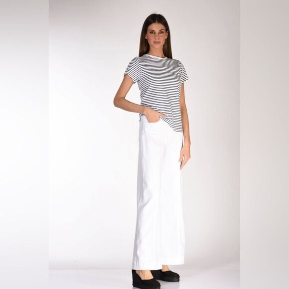 L’Agence Cotton White High Rise Wide Leg Stretch Slim Sandy Jeans White 30 NWT - Picture 1 of 8